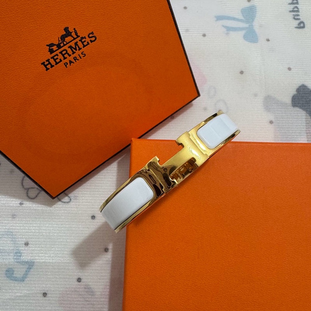 Hermès Gold H Enamel Bracelet